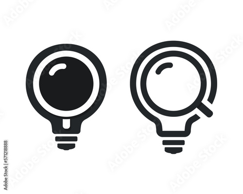 Lightbulb magnify icon. Illustration vector