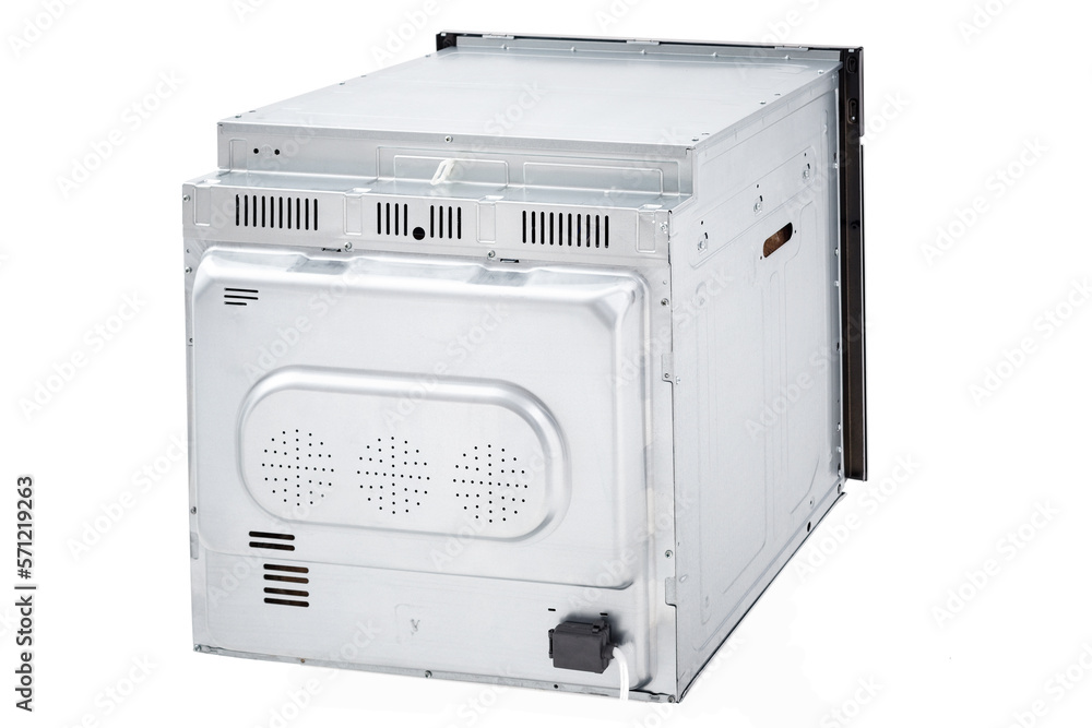 back side of an electronic oven. The view is 45 degrees back side of an electronic oven. The view is 45 degrees