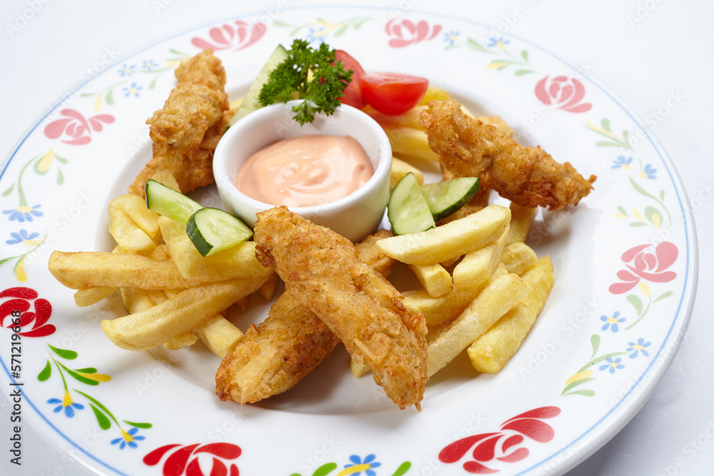 Chicken nuggets with french fries Chicken nuggets with french fries