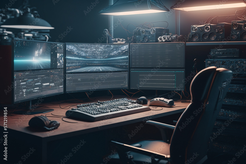 Concept of E-sports, gaming competion behind computer Concept of E-sports, gaming competion behind computer
