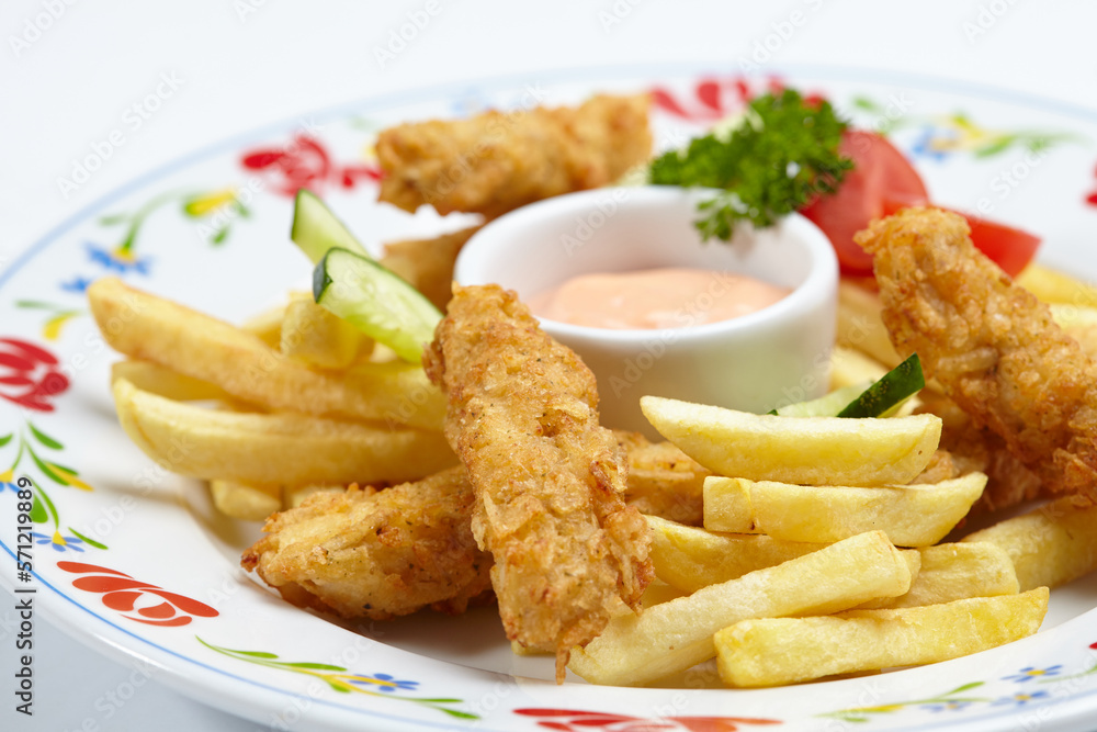 Chicken nuggets with french fries Chicken nuggets with french fries