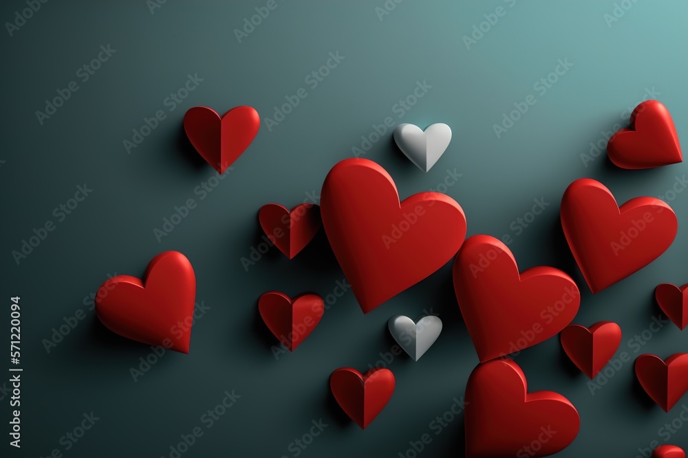 Heart Background, hearts of different shapes and colors for a greeting card or wallpaper