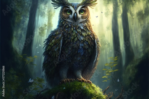 Spirit of the Forest  Fantasy Owl  Concept Art  Digital Illustration  Generative AI