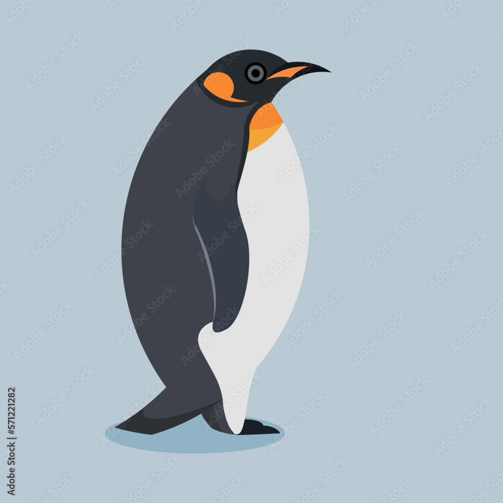 Fototapeta premium Flat design of King penguin on a white background