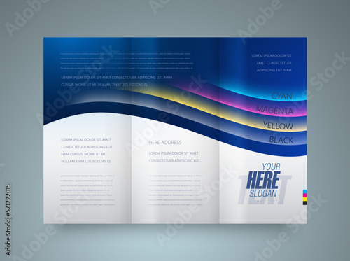 Trifold  Cmyk color curves printing theme Cover design template vector