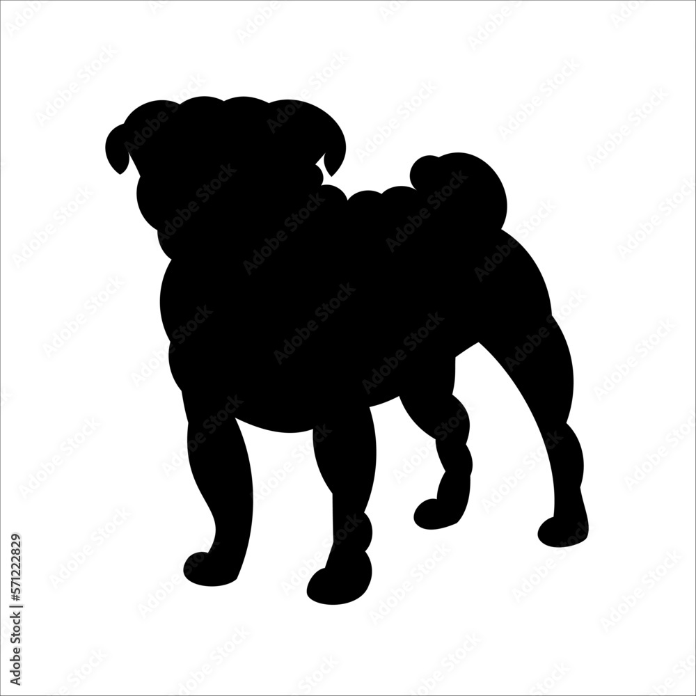 Obraz premium Pug dog. Pug silhouette.Vector.