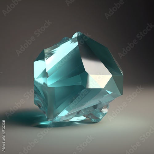 Magical mineral aquamarine. Light blue gemstone. Glowing gemstone.
