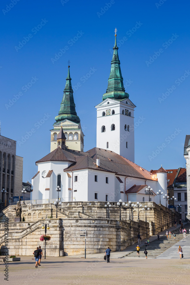 Historic cathedral on the Hlinkovo square in Zilina, Slovakia