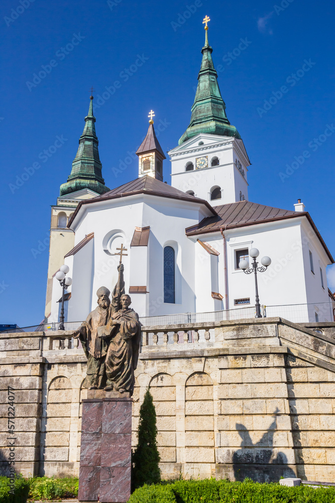 Statue of Cyril and Methodius in front of the cathedal in Zilina, Slovakia