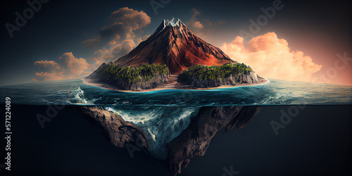 Volcanic Island created with Generative AI technology