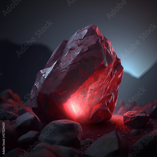 Magical mineral ruby. Green gemstone. Glowing garnet.