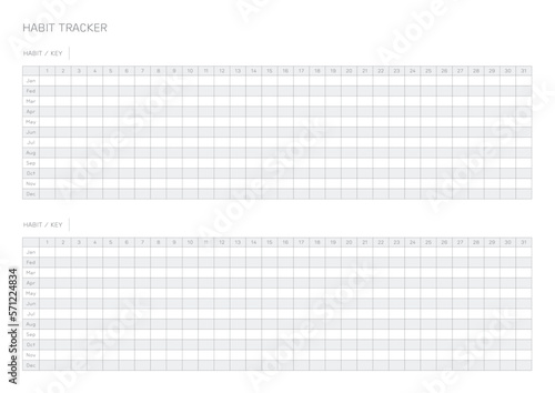 Note, scheduler, diary, calendar planner document template illustration. Habit tracker.