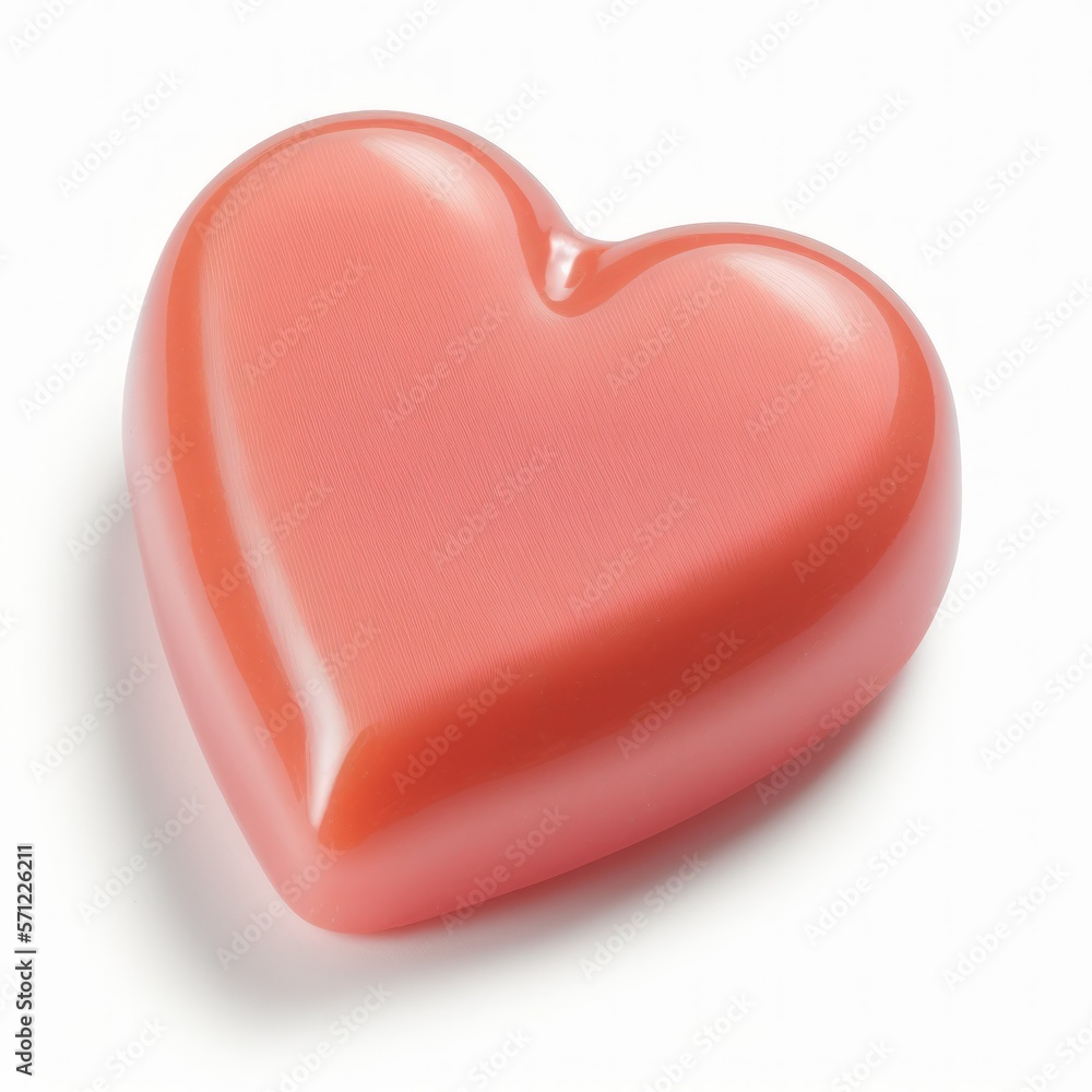 Close-up of pink heart-shaped gummy. Created using generative AI and image editing software. Close-up of pink heart-shaped gummy. Created using generative AI and image editing software.