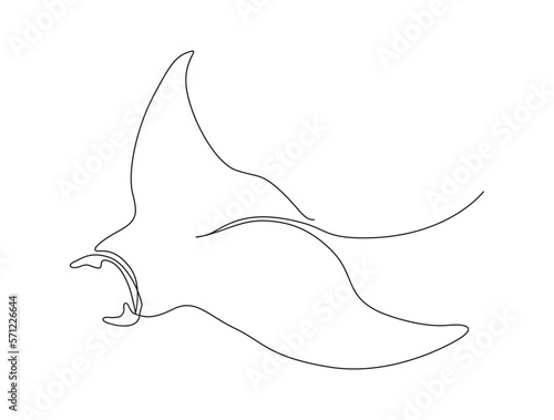 Fotografia Continuous one line drawing of manta ray