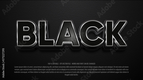 Black 3d style editable text effect