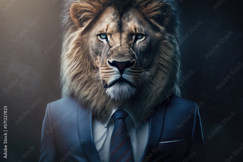 Successful businessman lion in a business suit. Generative ai. Successful businessman lion in a business suit. Generative ai.