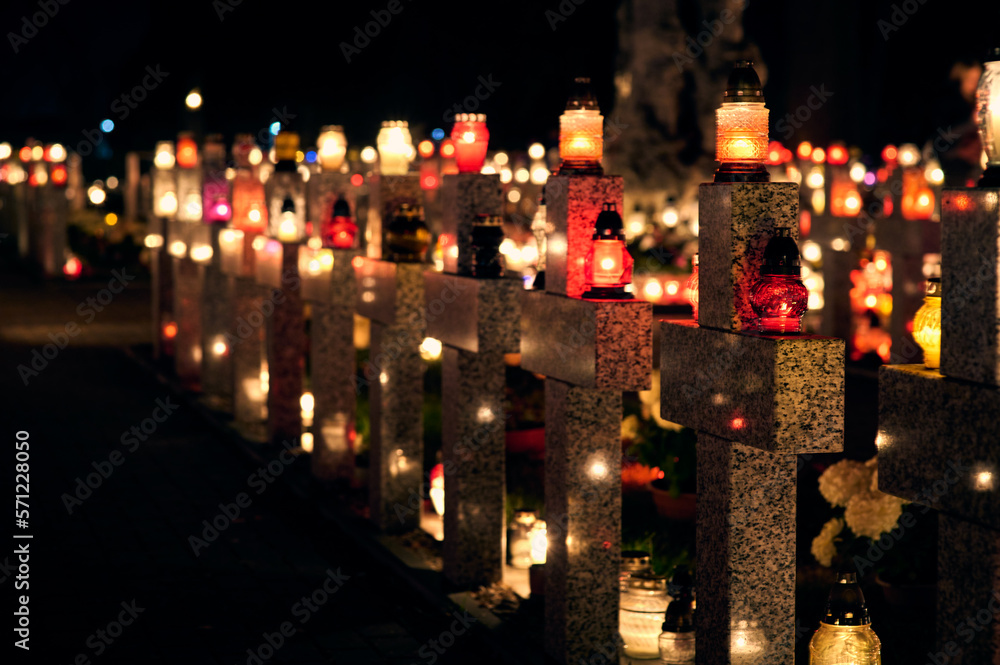 Cemetery during All Hallows' Day