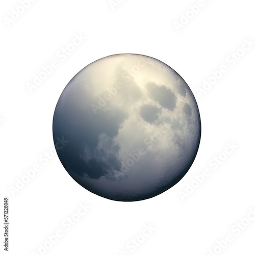 3D Moon Isolated on a White Background Created with Generative AI and Other Techniques