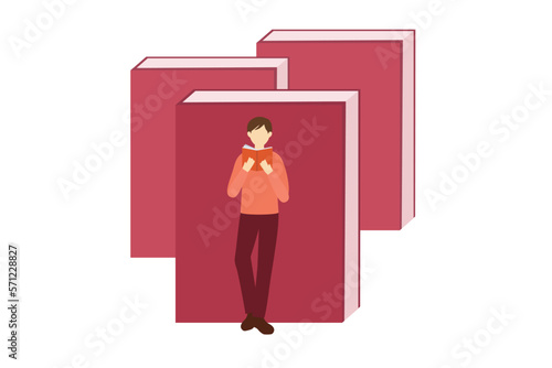 本と男性のイラスト