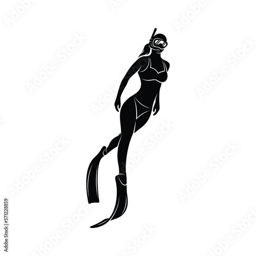 Woman Snorkeling vector illustration design. Female diver snorkeling