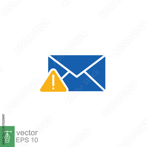 Warning alert message icon. Simple flat style for web template and app. Email, suspicious, letter, mail, news, notification, vector illustration design on white background. EPS 10.