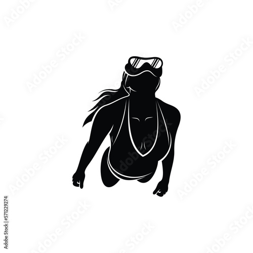 Woman Snorkeling vector illustration design. Female diver snorkeling