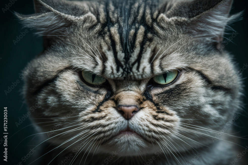 Angry cat, created using generative AI tools