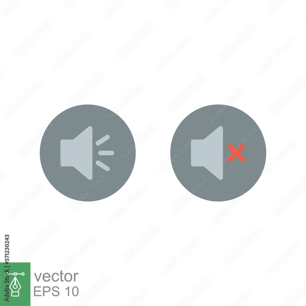 Speaker, audio and sound mute icon. Simple flat style for Video Conference, Webinar and Video chat. Vector illustration isolated on white background. EPS 10. Speaker, audio and sound mute icon. Simple flat style for Video Conference, Webinar and Video chat. Vector illustration isolated on white background. EPS 10.