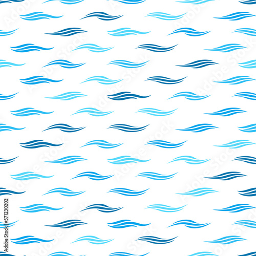 Sea wave ripple vector seamles pattern. Splash wave curls. Marine summer holi...