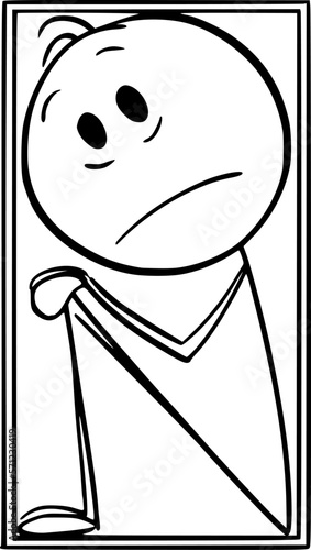 Person in Tight Box Trapped, Vector Cartoon Stick Figure Illustration