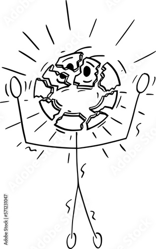 Person Suffering From Stress, Vector Cartoon Stick Figure Illustration