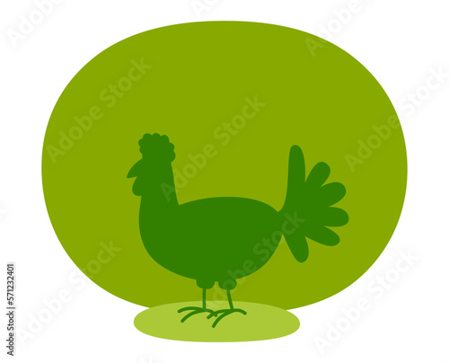 Illustration of a farm hen green color with rounded background