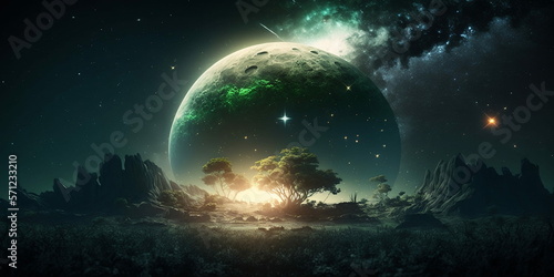 Green Planet and Stars