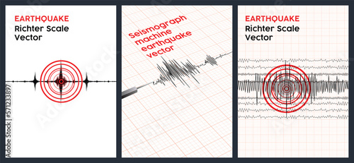 Seismograph machine earthquake vector. Richter scale. photo