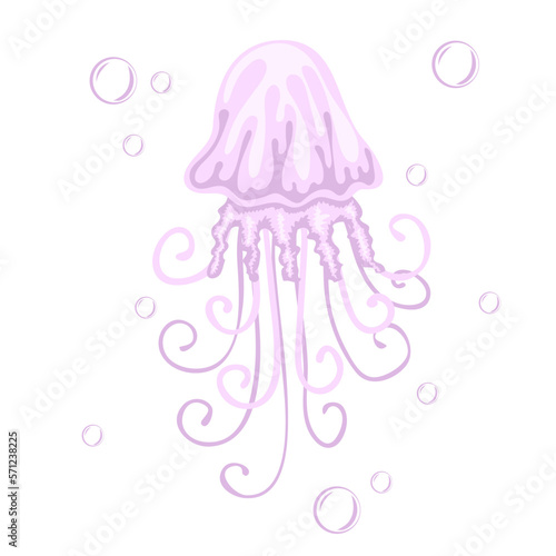Jellyfish. Marine dweller. Concept of sea and ocean life. Vector illustration