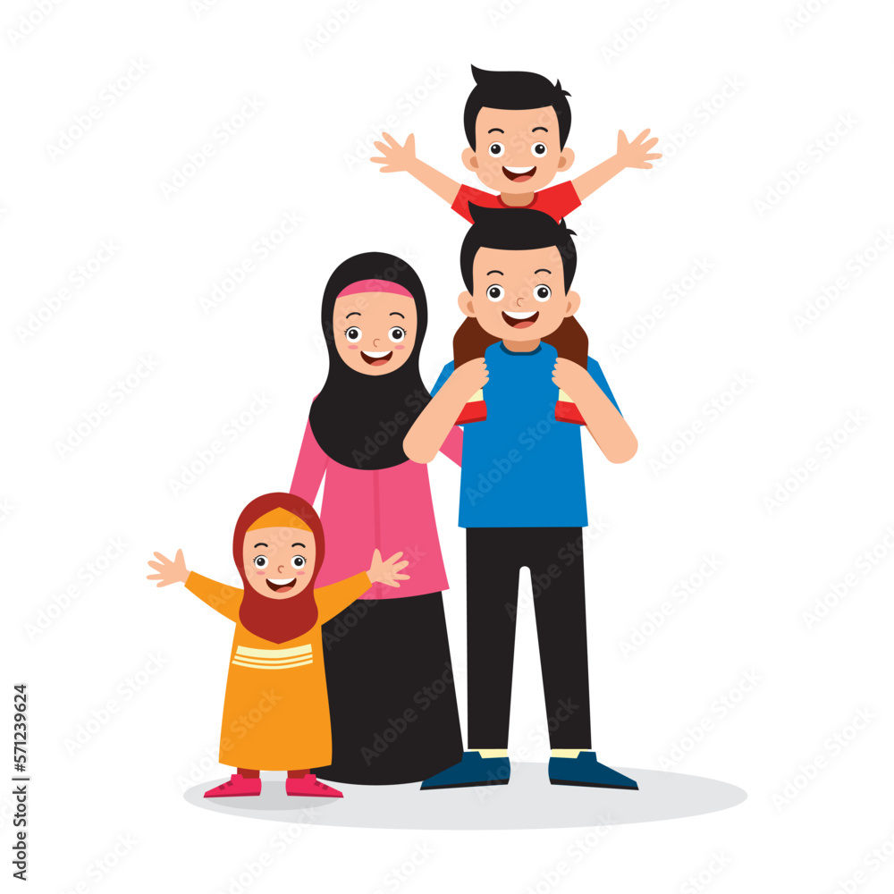 happy muslim family illustration happy muslim family illustration