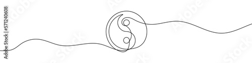 Continuous linear drawing of Yin Yang symbol. Single line drawing of yin yang sign. Vector illustration. Line art of Yin Yang icon