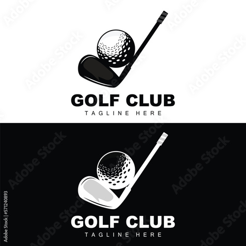 vector icon logo golf ball, stick, and golfing. Outdoor Games, retro concept illustration