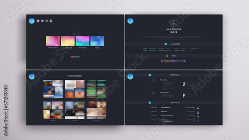 website black template with CV resume design