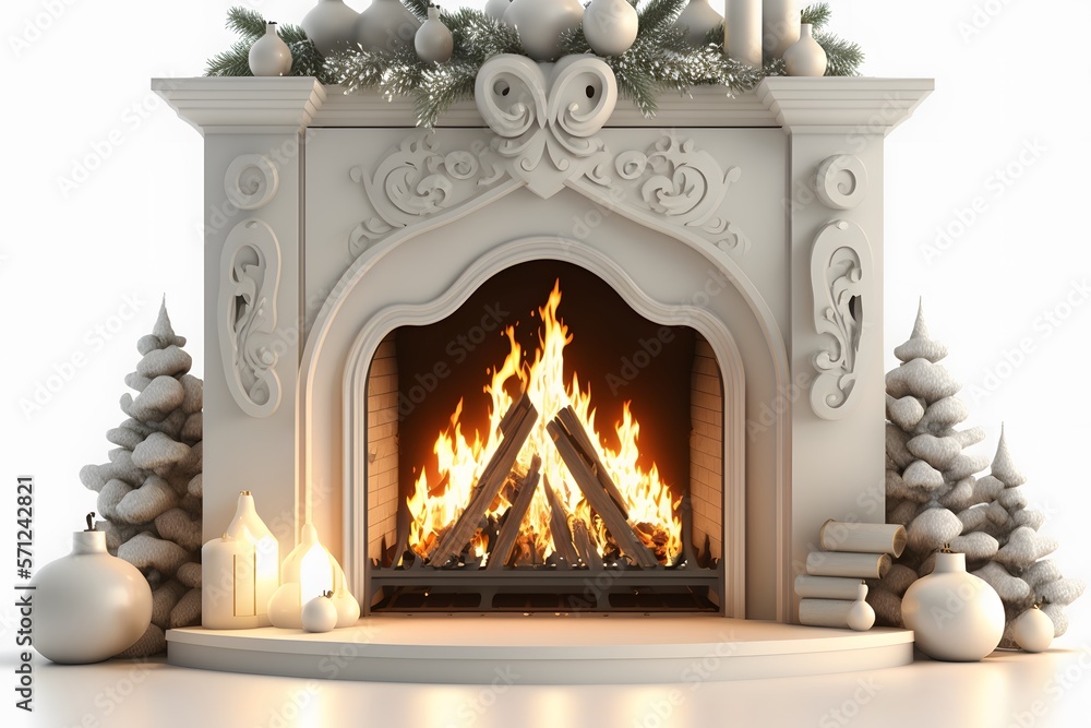 Christmas fireplace created using AI Generative Technology Christmas fireplace created using AI Generative Technology