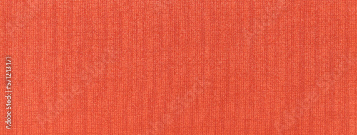 Texture of dark orange color background from textile material with wicker pattern, macro. Vintage coral fabric cloth,