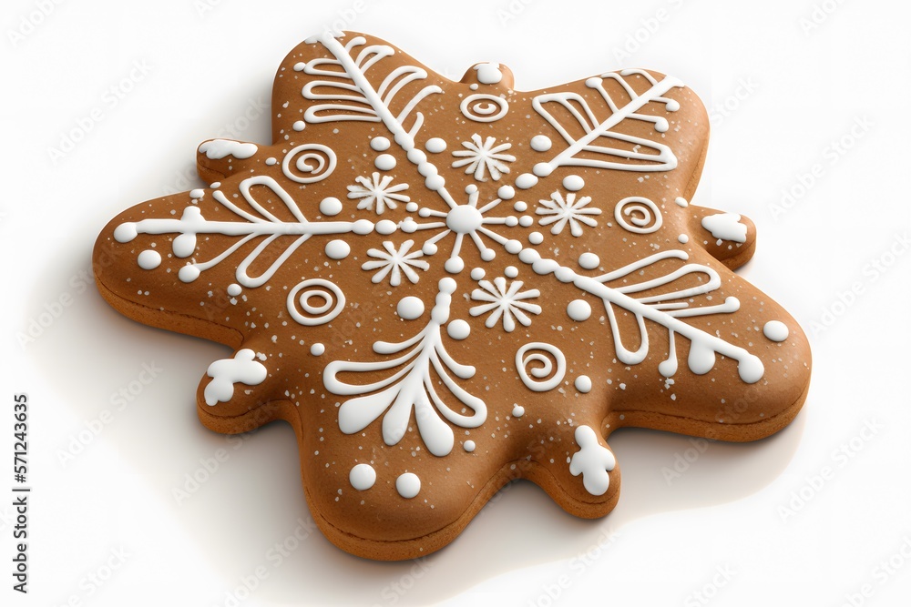 Gingerbread Christmas white background created using AI Generative Technology