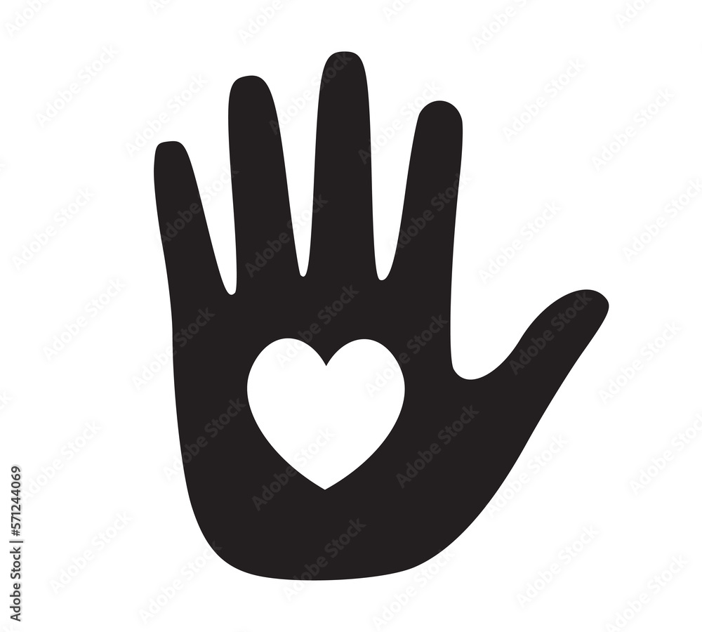 Hand and heart vector, vector illustration, icon design Hand and heart vector, vector illustration, icon design
