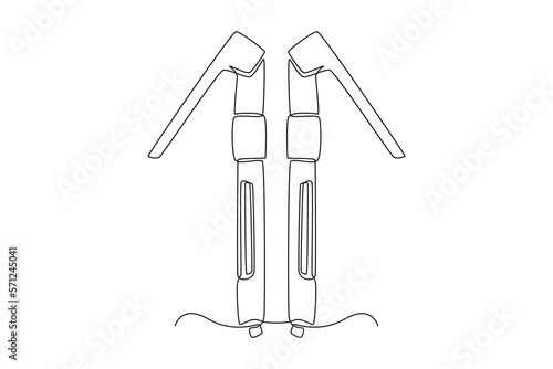Single one line drawing Dentist tool. Dental health concept. Continuous line draw design graphic vector illustration.
