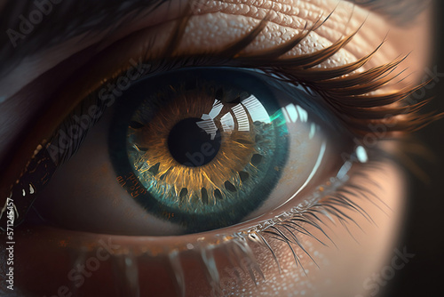 A close-up of eye details. Universe eye details. Texture of eyes details. Generative AI.