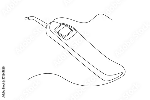 Single one line drawing Dentist tool. Pulp tester. Dental health concept. Continuous line draw design graphic vector illustration.