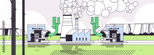 eco factory environmental conservation idea save world decarbonization co2 carbon dioxide capture horizontal