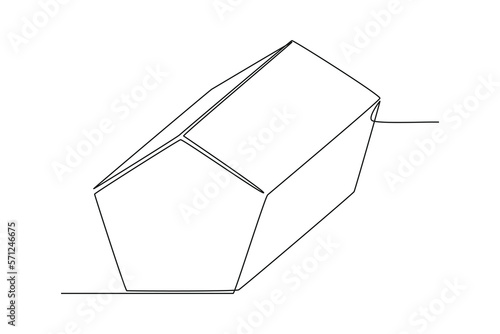 Continuous one line drawing pentagonal prism. Geometric shapes concept concept. Single line draw design vector graphic illustration.