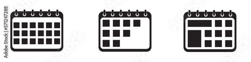 Calendar icon. Calendar planner icon collection. Reminder organizer event signs. Calendar notification icon. Business plan schedule. Stock vector