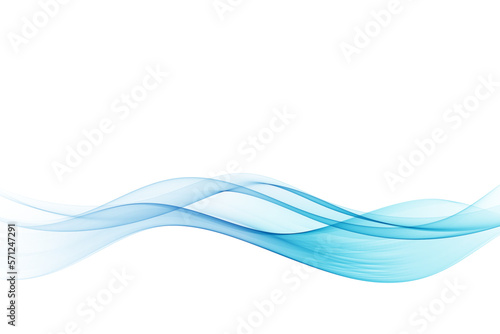 Blue abstract flow of wavy lines on a white background. Design element